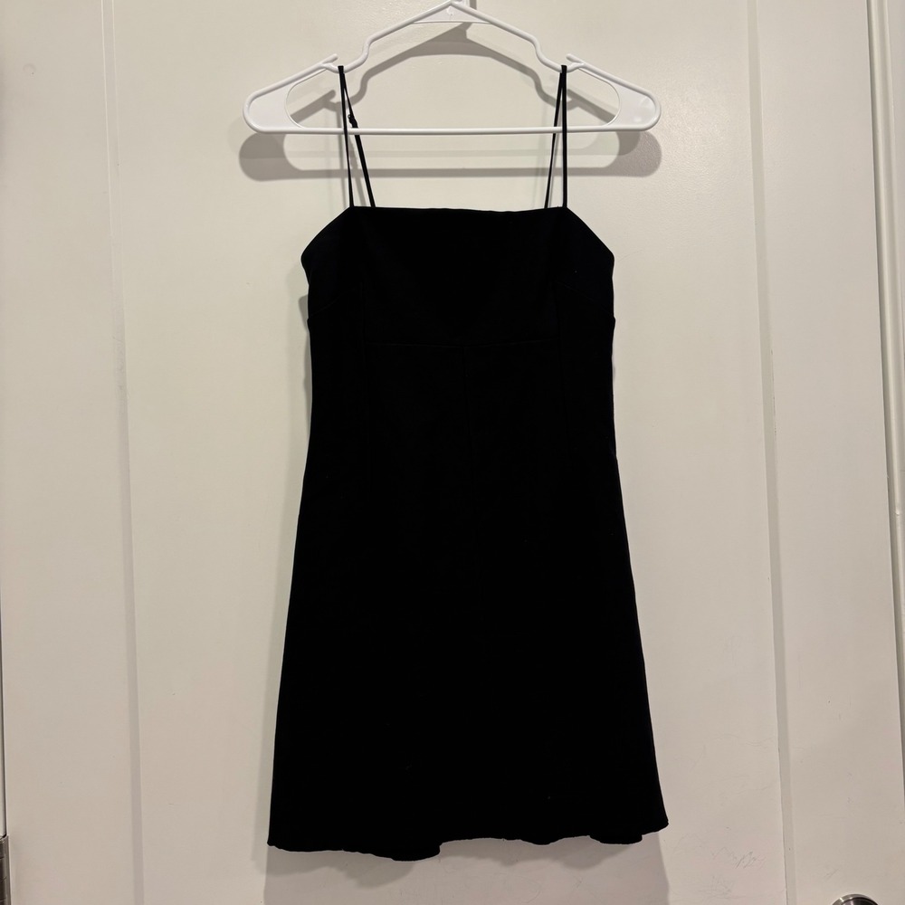 Silence + Noise Black Square Neck Spaghetti Strap Mini Dress Small